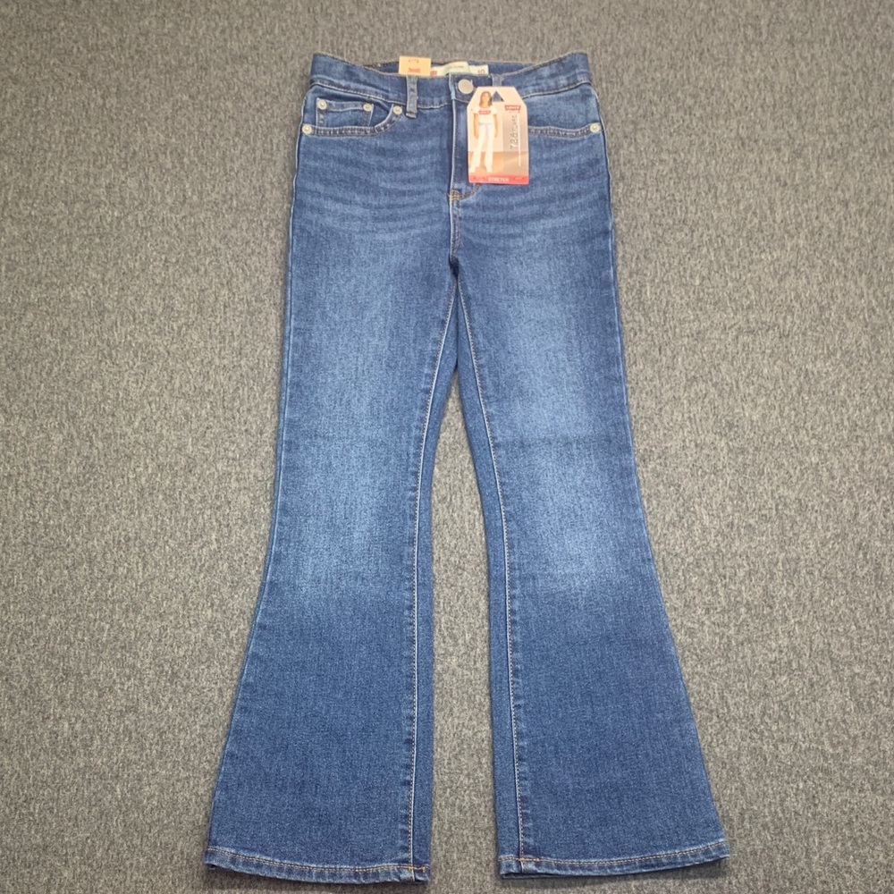 Levi's 726 Flare Stretch Girls Jeans in Medium Blue Wash - Size 10 REG